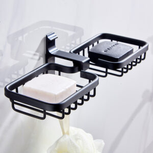Double Soap Dish – No-Drill Aluminium Wall Holder