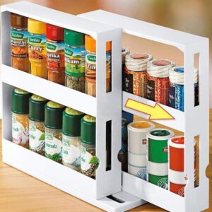 Swivel Pull-Out Spice Organiser – 2-Tier Cupboard Rack