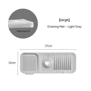 Silicone sink splash mat in light grey